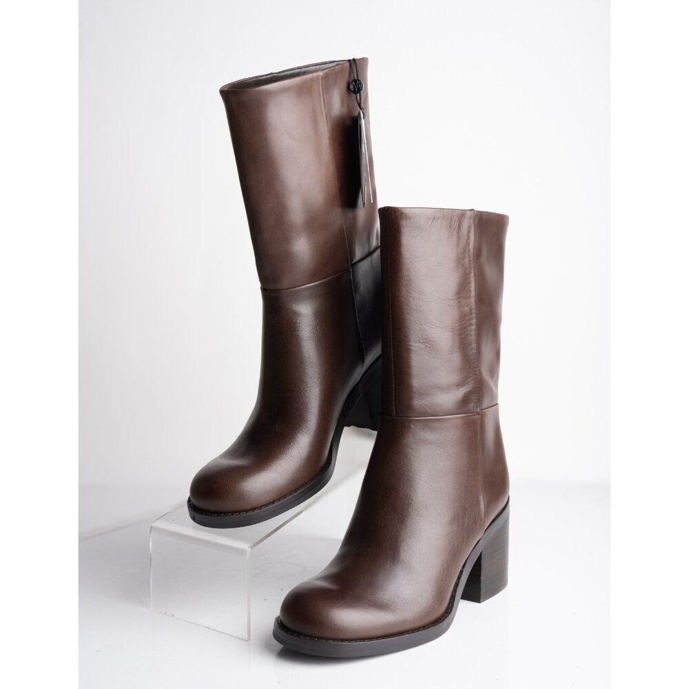 Massimo Dutti Womens Leather Ankle Boots Heeled Brown Sz US 6 EU 36 NWB 1122/450